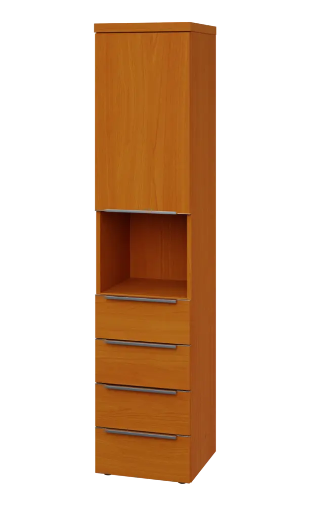 SIN 5 - 44ZND kancelářská skříň, 4-zásuvková/nika, 1-dveřová, levá, 1820x400x400, třešeň šumavská